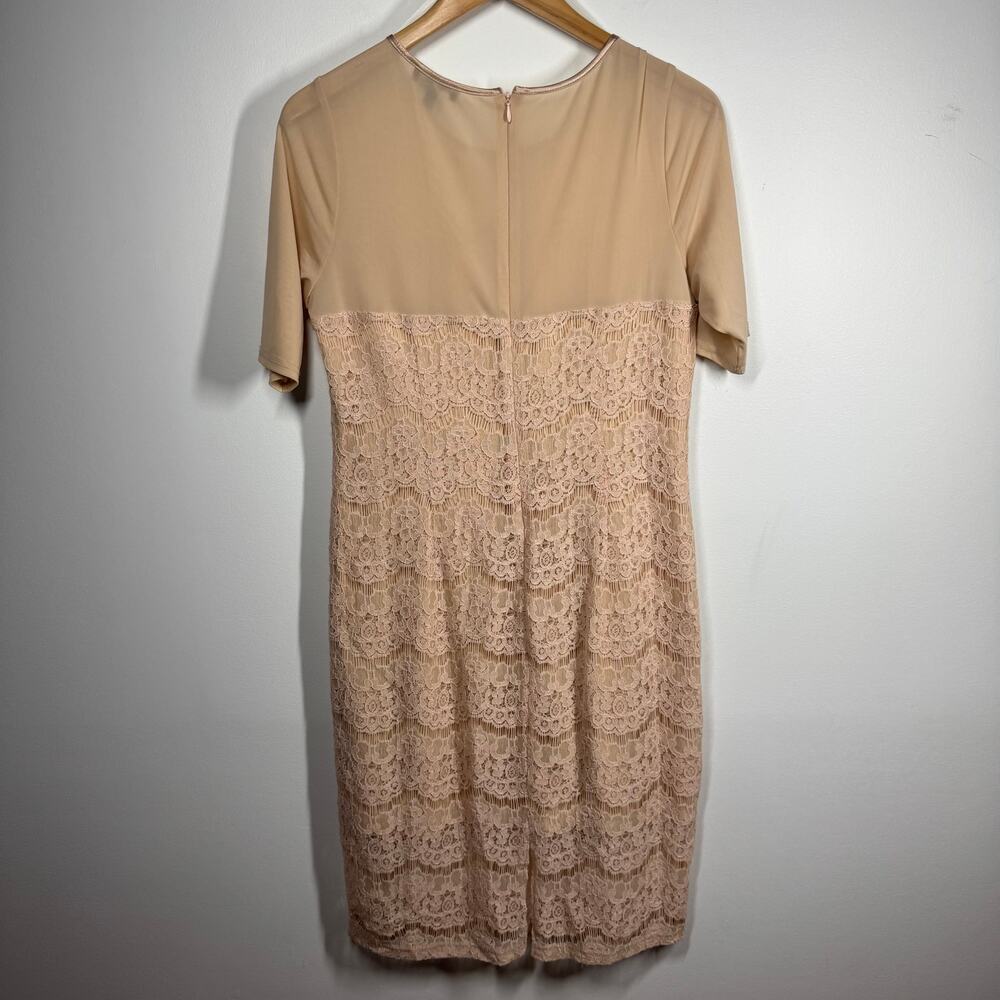 Neiman Marcus Dress Women‎ 10 Nude Tan Lace Modest Minimal Elegant Old Money - Picture 2 of 7